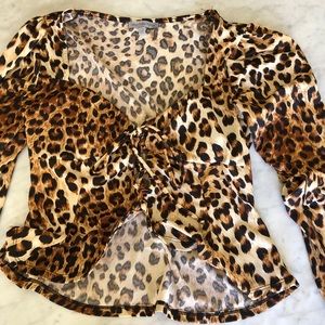 CHEETAH PRINT LONG SLEEVE CROP TOP